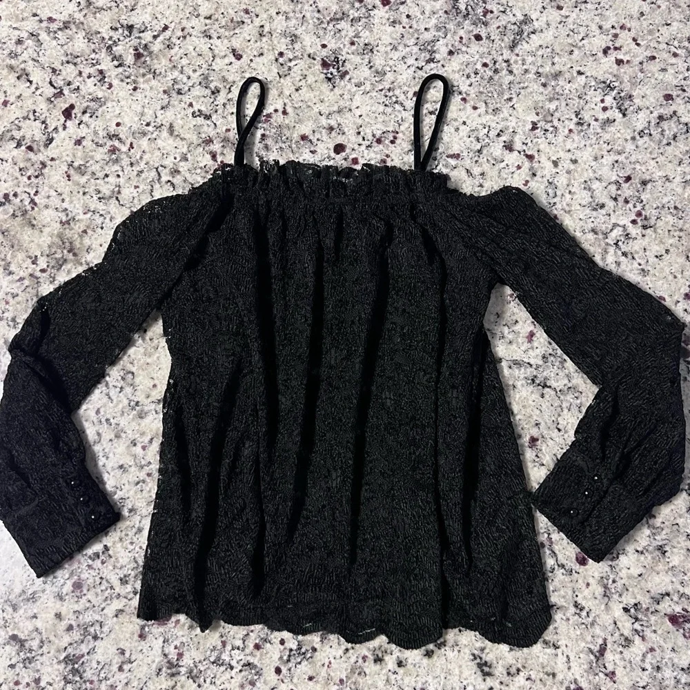 NWT, Anthropologie, Eri + Ali, Black, Lace, Off-Shoulder, Blouse Top‎ | Womens M